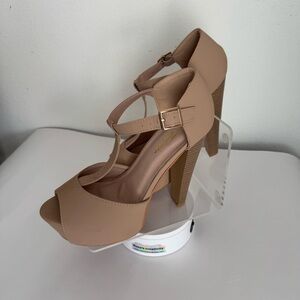 Forever Nude T-Strap Block Heels